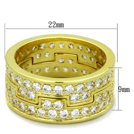 Gold Brass Ring with AAA Grade CZ  in Clear