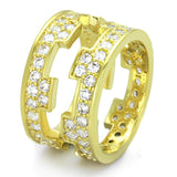 Gold Brass Ring with AAA Grade CZ  in Clear