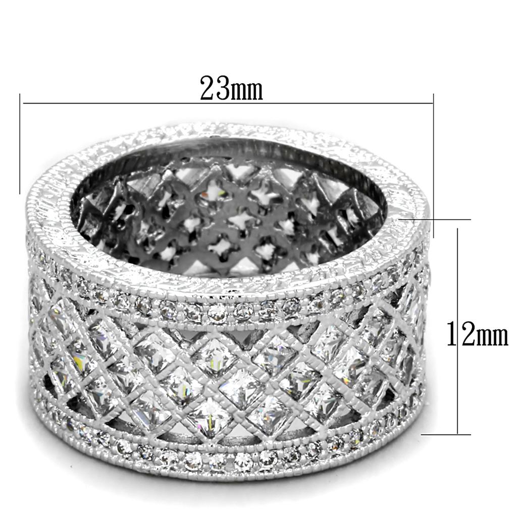Rhodium Brass Ring with AAA Grade CZ  in Clear