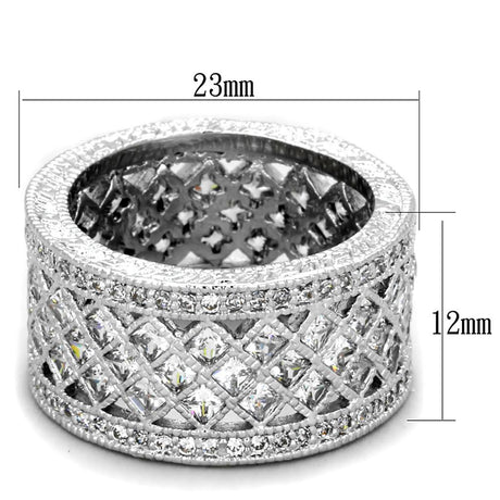 Rhodium Brass Ring with AAA Grade CZ  in Clear