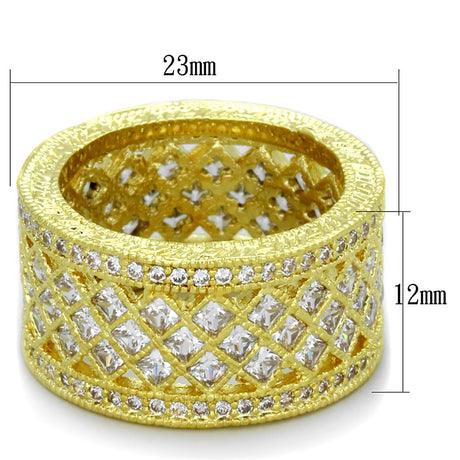 Gold Brass Ring with AAA Grade CZ  in Clear