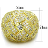 Gold Brass Ring with AAA Grade CZ  in Clear