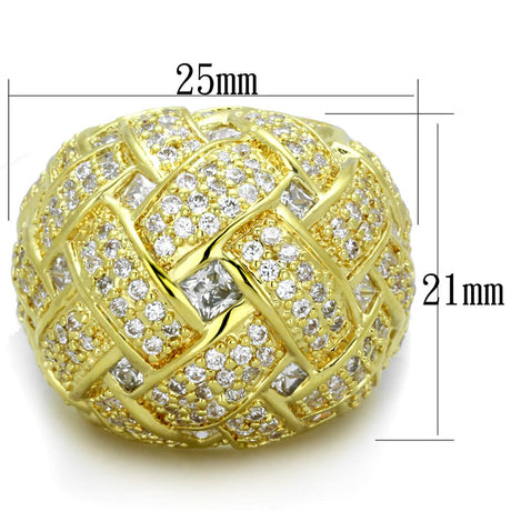 Gold Brass Ring with AAA Grade CZ  in Clear