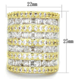 Gold Brass Ring with AAA Grade CZ  in Clear