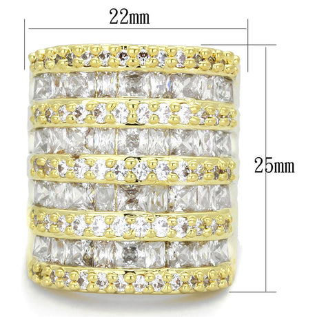 Gold Brass Ring with AAA Grade CZ  in Clear