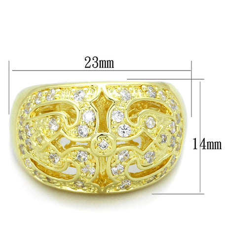 Gold Brass Ring with AAA Grade CZ  in Clear