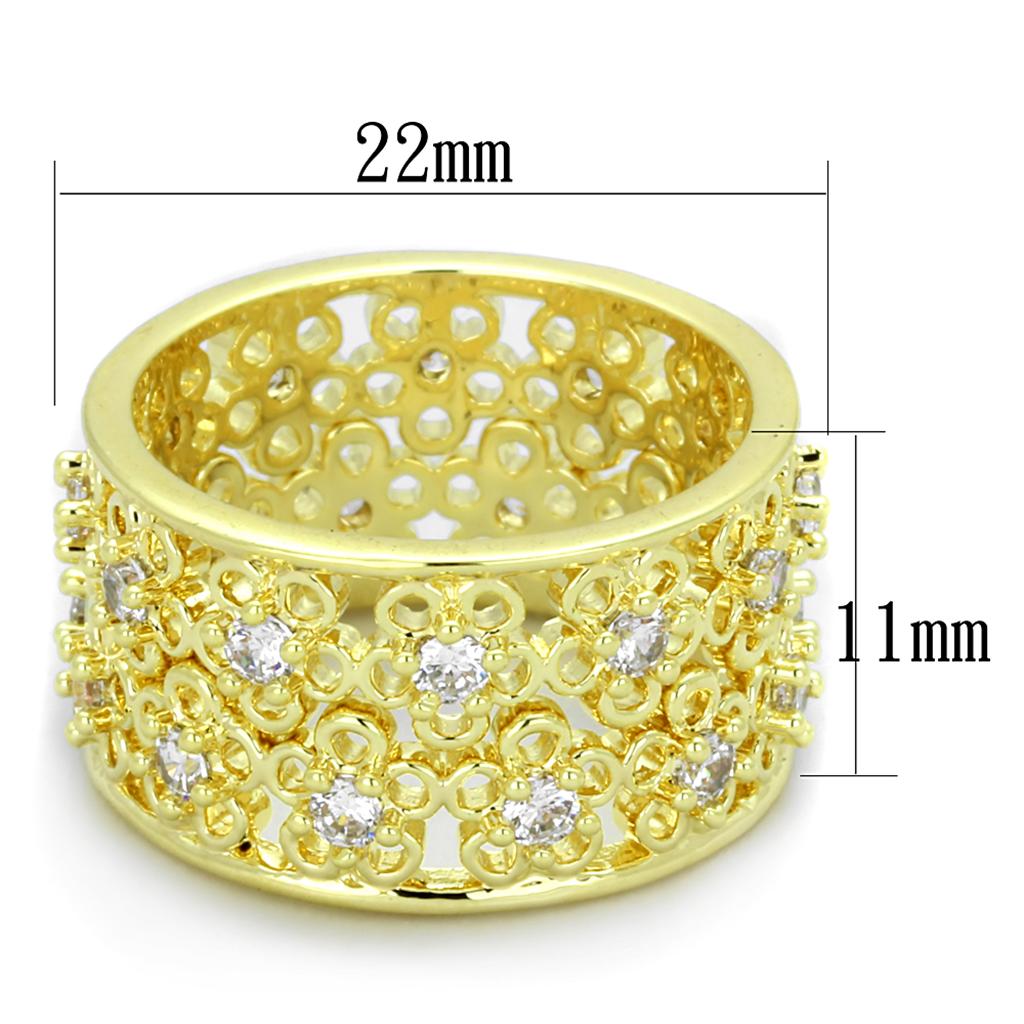Gold Brass Ring with AAA Grade CZ  in Clear