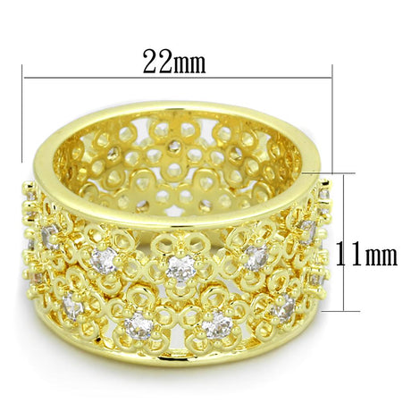 Gold Brass Ring with AAA Grade CZ  in Clear