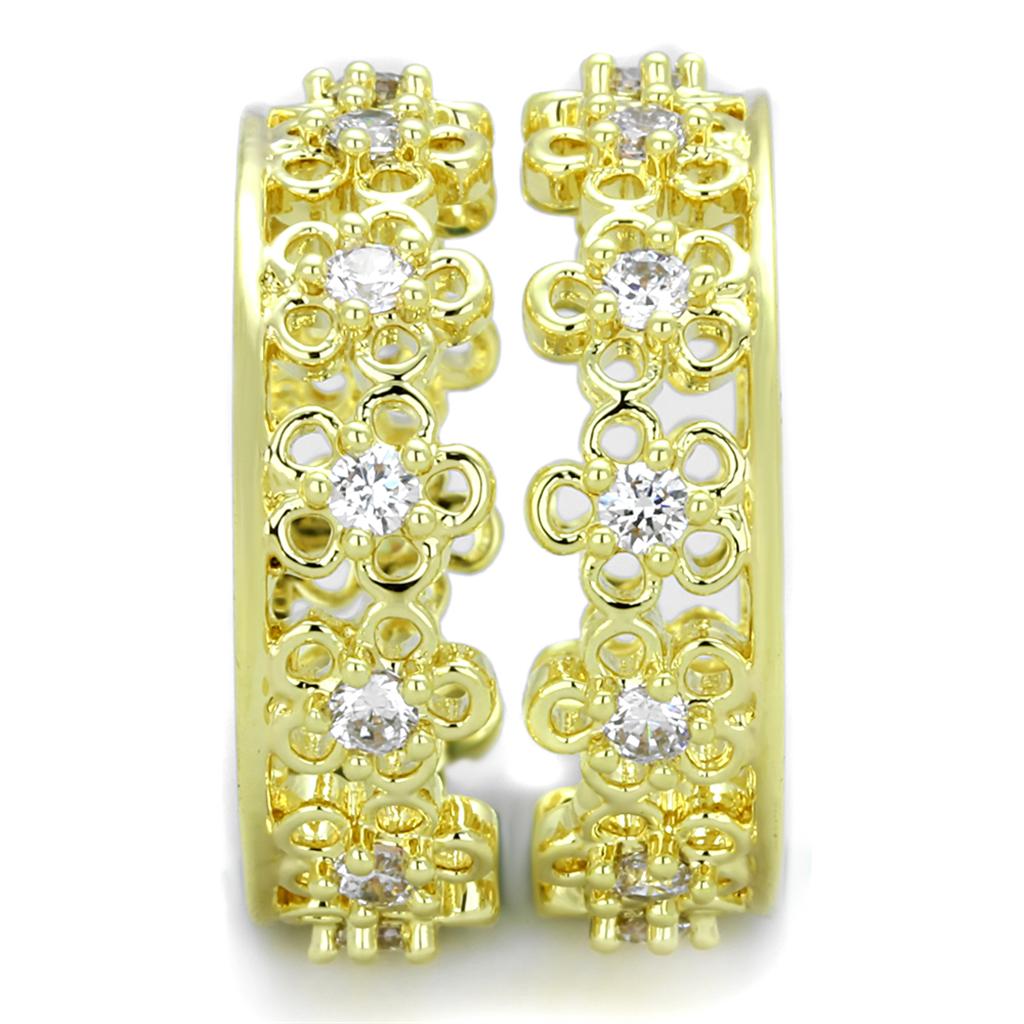 Gold Brass Ring with AAA Grade CZ  in Clear
