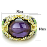 Gold Brass Ring with AAA Grade CZ  in Amethyst