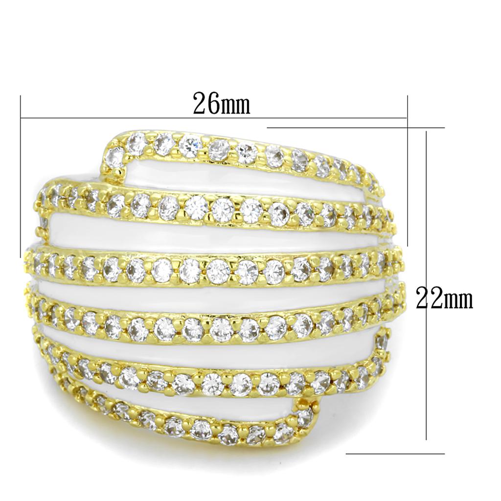 Gold Brass Ring with AAA Grade CZ  in Clear