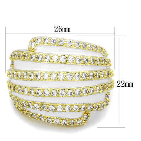 Gold Brass Ring with AAA Grade CZ  in Clear