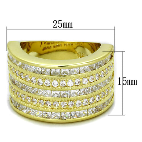 Gold Brass Ring with AAA Grade CZ  in Clear