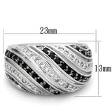 Rhodium + Ruthenium Brass Ring with AAA Grade CZ  in Black Diamond