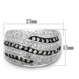Rhodium + Ruthenium Brass Ring with AAA Grade CZ  in Clear