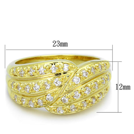 Gold Brass Ring with AAA Grade CZ  in Clear