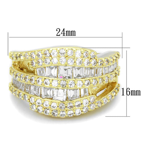 Gold Brass Ring with AAA Grade CZ  in Clear