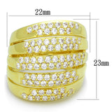 Gold Brass Ring with AAA Grade CZ  in Clear
