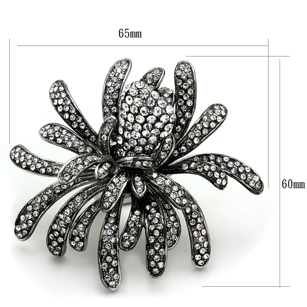 Rhodium Brass Ring with Top Grade Crystal  in Clear