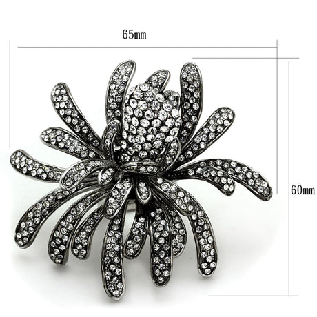 Rhodium Brass Ring with Top Grade Crystal  in Clear