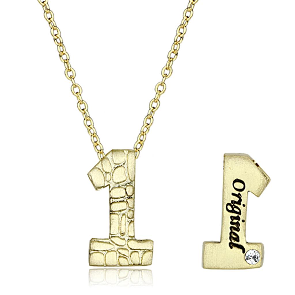 Flash Gold Brass Chain Pendant with Top Grade Crystal  in Clear
