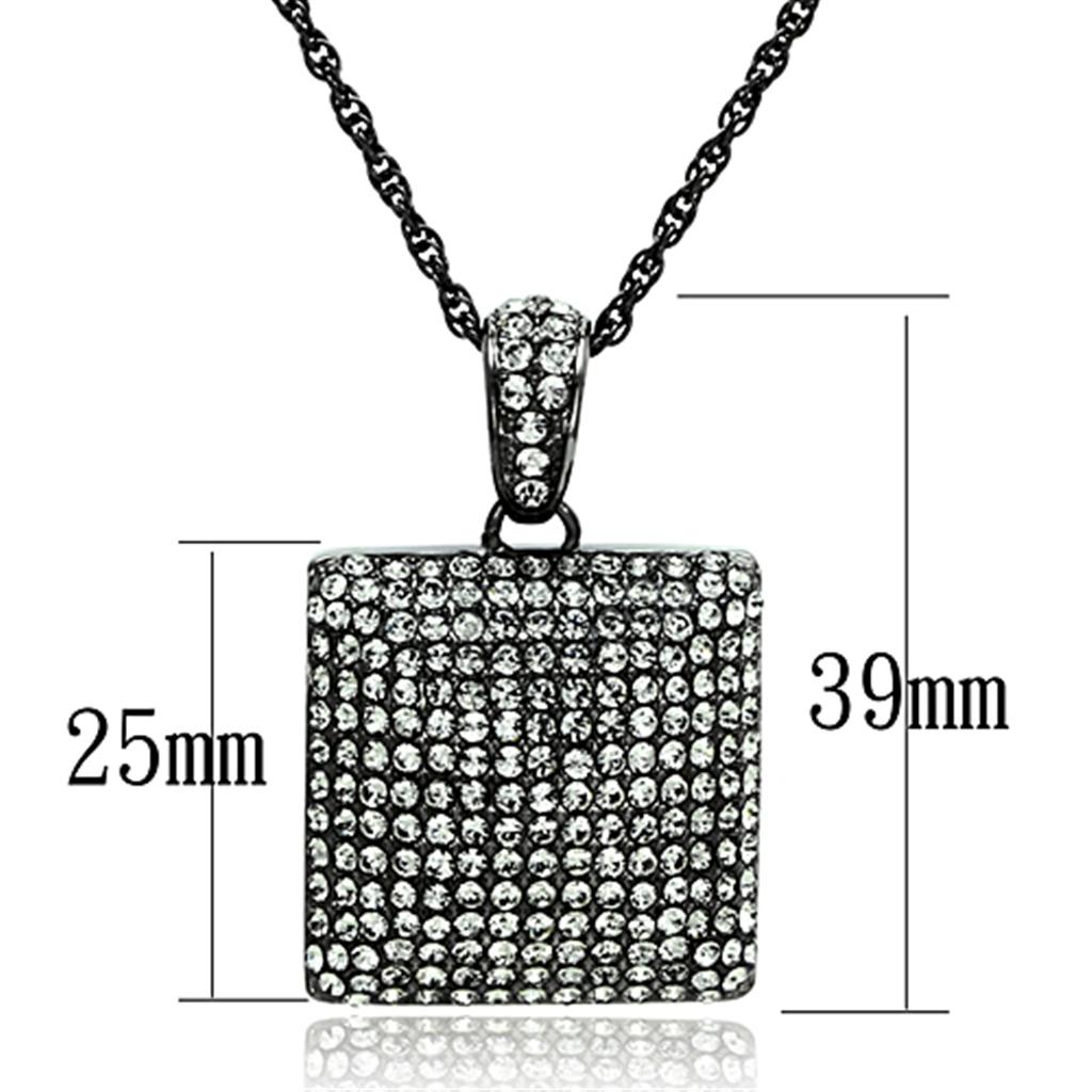 TIN Cobalt Black Brass Chain Pendant with Top Grade Crystal  in Black Diamond