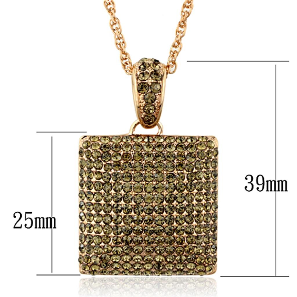 Rose Gold Brass Chain Pendant with Top Grade Crystal  in Smoked Quartz