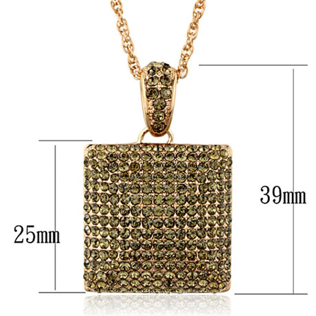 Rose Gold Brass Chain Pendant with Top Grade Crystal  in Smoked Quartz