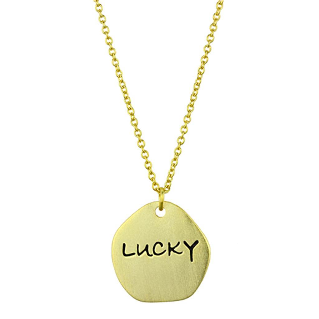 Gold & Brush Brass Chain Pendant with Top Grade Crystal  in Clear