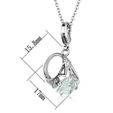 Rhodium Brass Pendant with AAA Grade CZ  in Clear