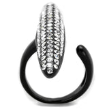 IP Black(Ion Plating) Stainless Steel Ring with Top Grade Crystal  in Clear