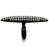 IP Black(Ion Plating) Stainless Steel Ring with Top Grade Crystal  in Clear