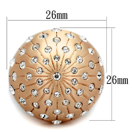 Rose Gold Brass Ring with Top Grade Crystal  in Clear