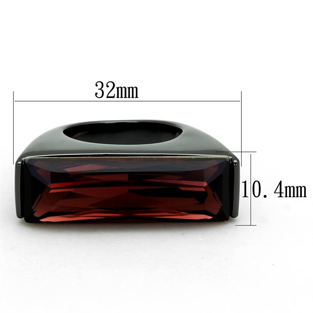 TIN Cobalt Black Brass Ring with Top Grade Crystal  in Siam