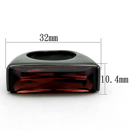 TIN Cobalt Black Brass Ring with Top Grade Crystal  in Siam