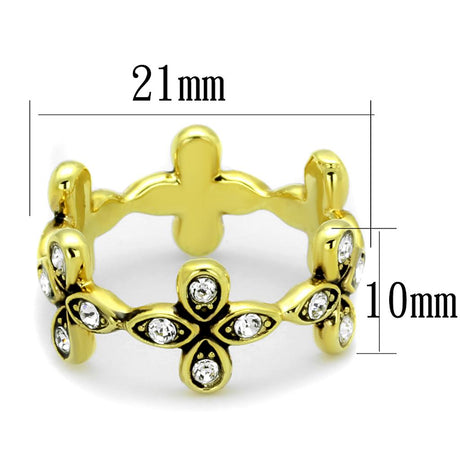 Gold Brass Ring with Top Grade Crystal  in Clear