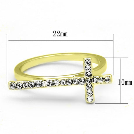 LO3521 Gold Brass Ring with Top Grade Crystal in Clear