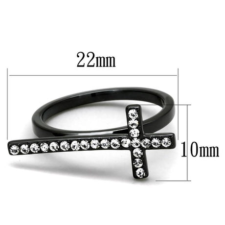 TIN Cobalt Black Brass Ring with Top Grade Crystal  in Clear