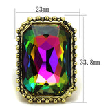 Gold Brass Ring with Top Grade Crystal  in Peacock