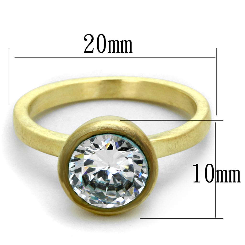 Gold & Brush Brass Ring with AAA Grade CZ  in Clear