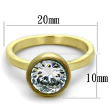 Gold & Brush Brass Ring with AAA Grade CZ  in Clear