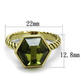 Gold Brass Ring with AAA Grade CZ  in Olivine color
