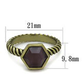 Antique Copper Brass Ring with Synthetic Cat Eye in Amethyst