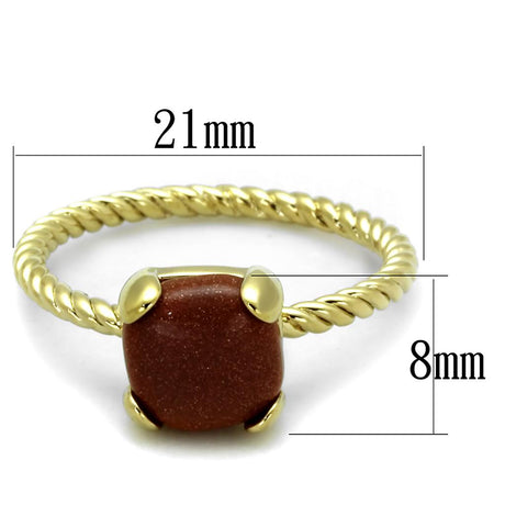 Gold Brass Ring with Synthetic Cat Eye in Brown