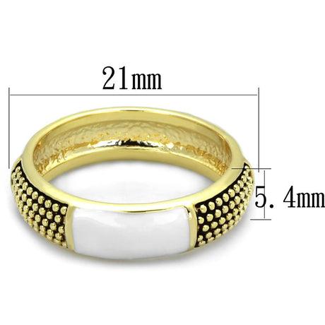 Gold Brass Ring with Epoxy  in White