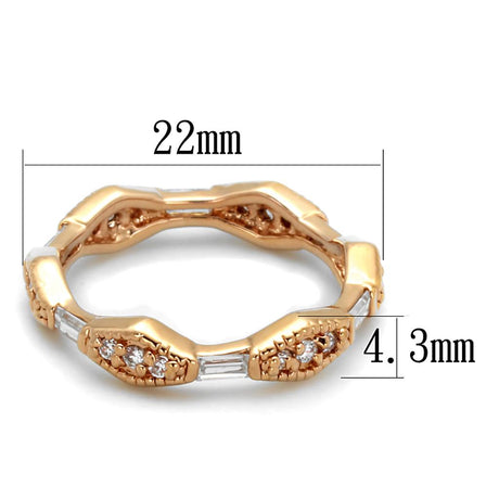 Rose Gold Brass Ring with AAA Grade CZ  in Clear
