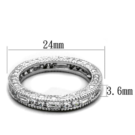 Rhodium Brass Ring with AAA Grade CZ  in Clear