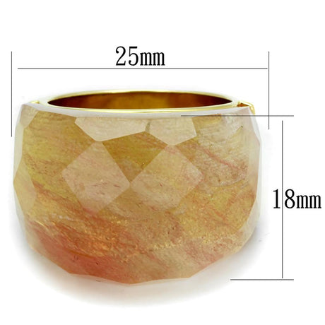 Gold Brass Ring with Synthetic Synthetic Glass in Light Peach