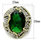Flash Gold Brass Ring with Synthetic Synthetic Glass in Emerald