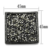 TIN Cobalt Black Brass Ring with Top Grade Crystal  in Light Gray